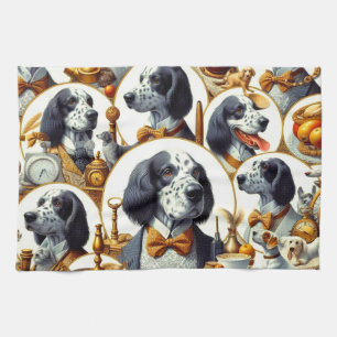Vintage English Setter Illustration Tea Towel