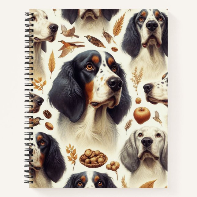 Vintage English Setter Seamless Notebook (Front)