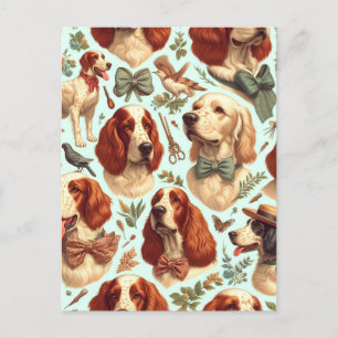 Vintage English Setter  Seamless Postcard