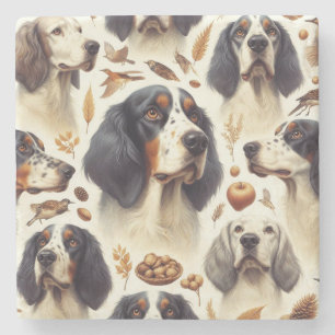 Vintage English Setter Seamless Stone Coaster