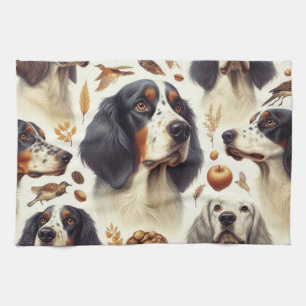 Vintage English Setter Seamless Tea Towel