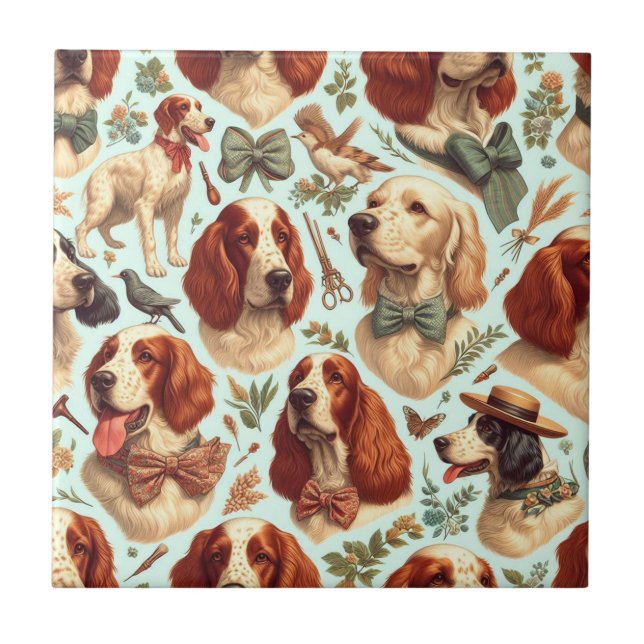 Vintage English Setter  Seamless Tile (Front)