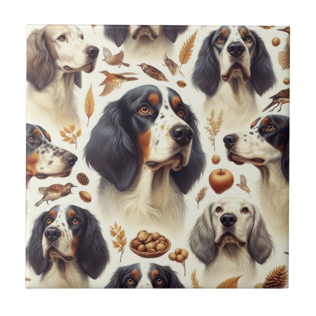 Vintage English Setter Seamless Tile (Front)