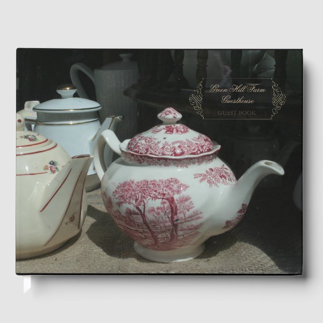Vintage English Teapot Guesthouse Guest Book (Front)