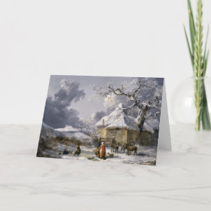 Vintage English Winter Christmas scene Holiday Card