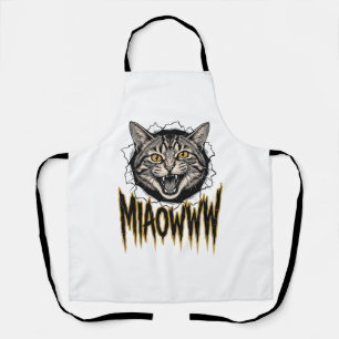 Vintage Engraved Angry Cat MIAOWWW Vector Design_1 Apron