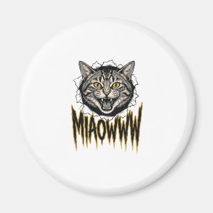 Vintage Engraved Angry Cat MIAOWWW Vector Design_1 Magnet