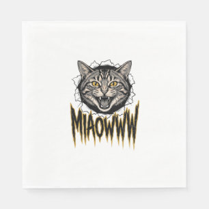 Vintage Engraved Angry Cat MIAOWWW Vector Design_1 Napkin