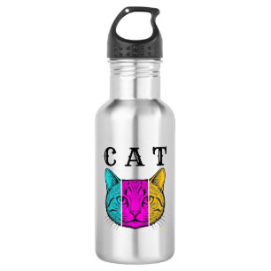 Vintage Engraved Cat Colour Block Graphic Design_1 532 Ml Water Bottle