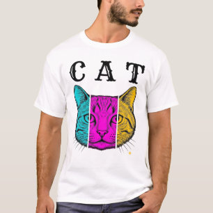 Vintage Engraved Cat Colour Block Graphic Design_1 T-Shirt