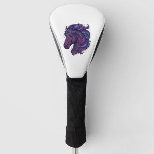 Vintage Engraved Colourful Horse Head Art Shirt_1 Golf Head Cover