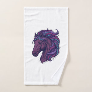 Vintage Engraved Colourful Horse Head Art Shirt_1 Hand Towel