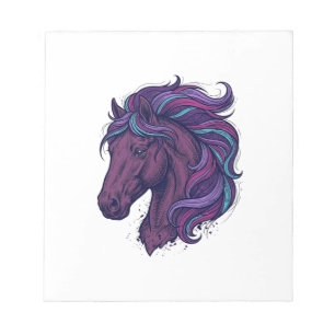 Vintage Engraved Colourful Horse Head Art Shirt_1 Notepad