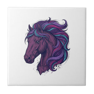 Vintage Engraved Colourful Horse Head Art Shirt_1 Tile