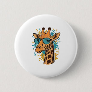 Vintage Engraved Cool Giraffe Sunglasses Shirt Des 6 Cm Round Badge