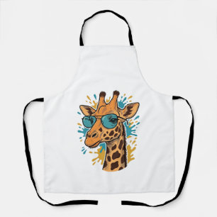 Vintage Engraved Cool Giraffe Sunglasses Shirt Des Apron