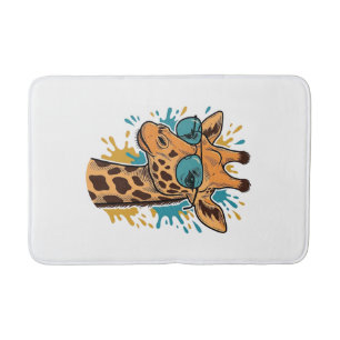 Vintage Engraved Cool Giraffe Sunglasses Shirt Des Bath Mat