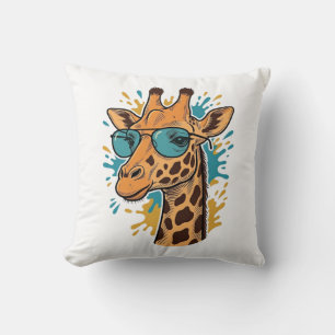 Vintage Engraved Cool Giraffe Sunglasses Shirt Des Cushion