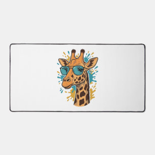 Vintage Engraved Cool Giraffe Sunglasses Shirt Des Desk Mat