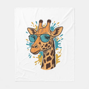 Vintage Engraved Cool Giraffe Sunglasses Shirt Des Fleece Blanket