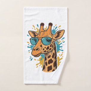 Vintage Engraved Cool Giraffe Sunglasses Shirt Des Hand Towel