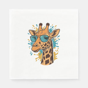 Vintage Engraved Cool Giraffe Sunglasses Shirt Des Napkin