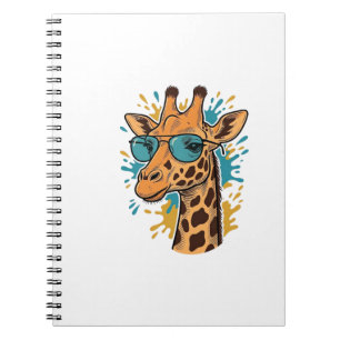 Vintage Engraved Cool Giraffe Sunglasses Shirt Des Notebook