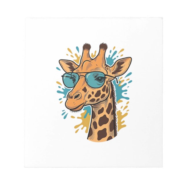 Vintage Engraved Cool Giraffe Sunglasses Shirt Des Notepad (Front)