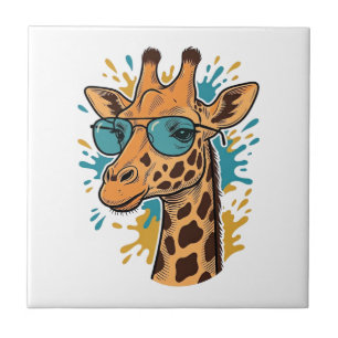 Vintage Engraved Cool Giraffe Sunglasses Shirt Des Tile