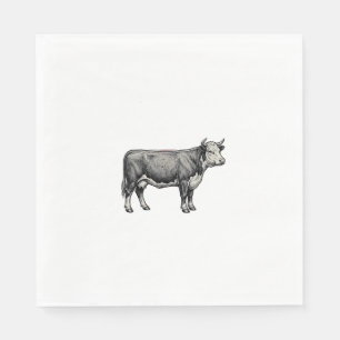 Vintage Engraved Cow Patriotic Flag Vector Design_ Napkin