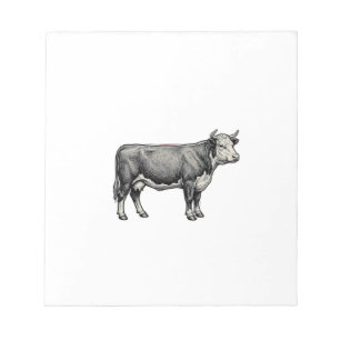 Vintage Engraved Cow Patriotic Flag Vector Design_ Notepad
