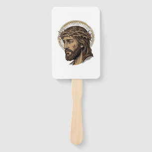 Vintage Engraved Crown of Thorns Portrait Shirt_1 Hand Fan