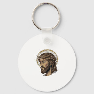 Vintage Engraved Crown of Thorns Portrait Shirt_1 Key Ring
