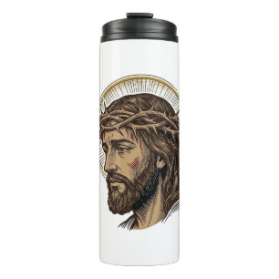 Vintage Engraved Crown of Thorns Portrait Shirt_1 Thermal Tumbler