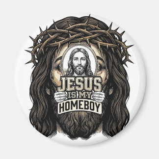 Vintage Engraved Crowned Holy Face Vector Design_1 Magnet