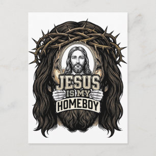 Vintage Engraved Crowned Holy Face Vector Design_1 Postcard