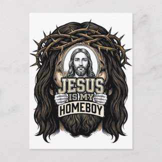 Vintage Engraved Crowned Holy Face Vector Design_1 Postcard