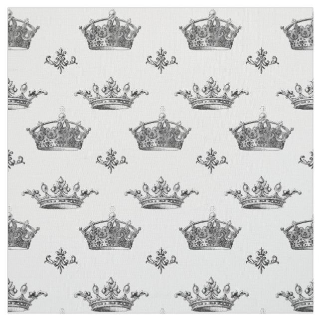 Vintage Engraved Crowns and Fleur-de-Lis Fabric (Swatch)
