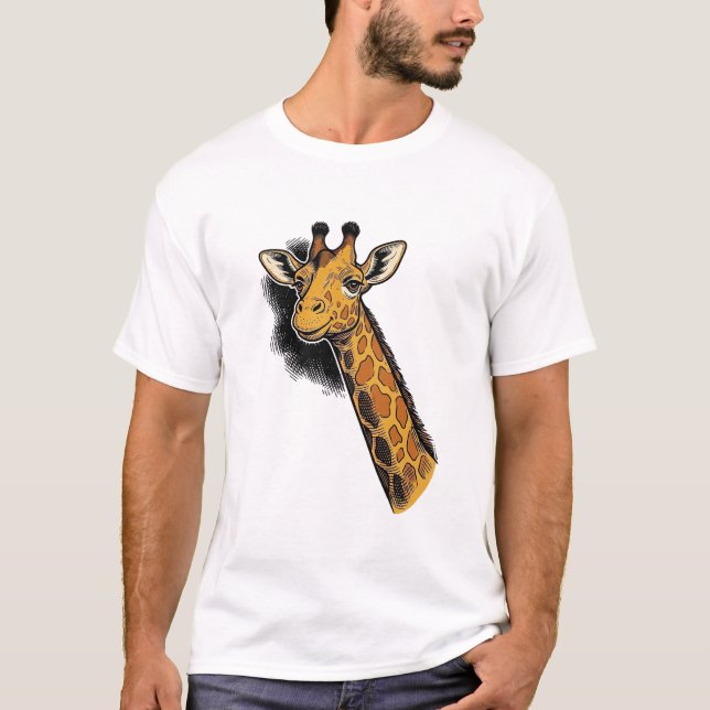 Vintage Engraved Cute Giraffe Shirt Design_1 (Front)
