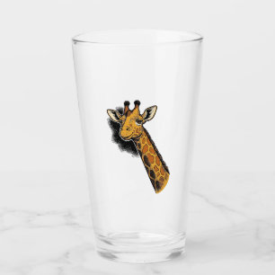Vintage Engraved Cute Giraffe Shirt Design_1 Glass