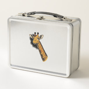 Vintage Engraved Cute Giraffe Shirt Design_1 Metal Lunch Box