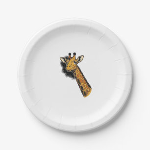 Vintage Engraved Cute Giraffe Shirt Design_1 Paper Plate