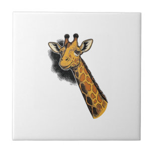 Vintage Engraved Cute Giraffe Shirt Design_1 Tile