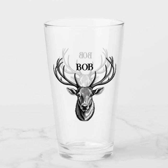 Vintage Engraved Deer Head Glass (Front)