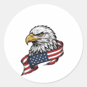 Vintage Engraved Eagle Patriotic Shirt Design_1 Classic Round Sticker