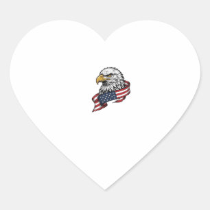 Vintage Engraved Eagle Patriotic Shirt Design_1 Heart Sticker