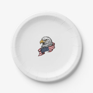 Vintage Engraved Eagle Patriotic Shirt Design_1 Paper Plate