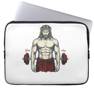 Vintage Engraved Faith Strength Graphic Design_1 Laptop Sleeve