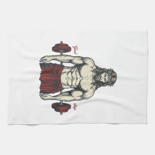 Vintage Engraved Faith Strength Graphic Design_1 Tea Towel