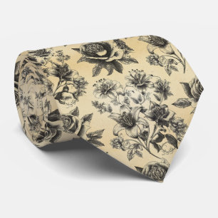 Vintage Engraved Floral Pattern Tie